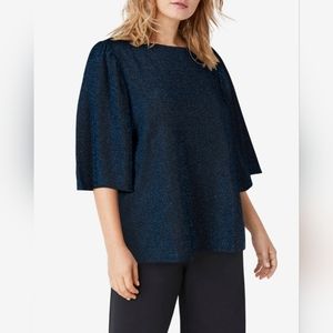Glitter Knit Flutter Sleeve Top by Ellos